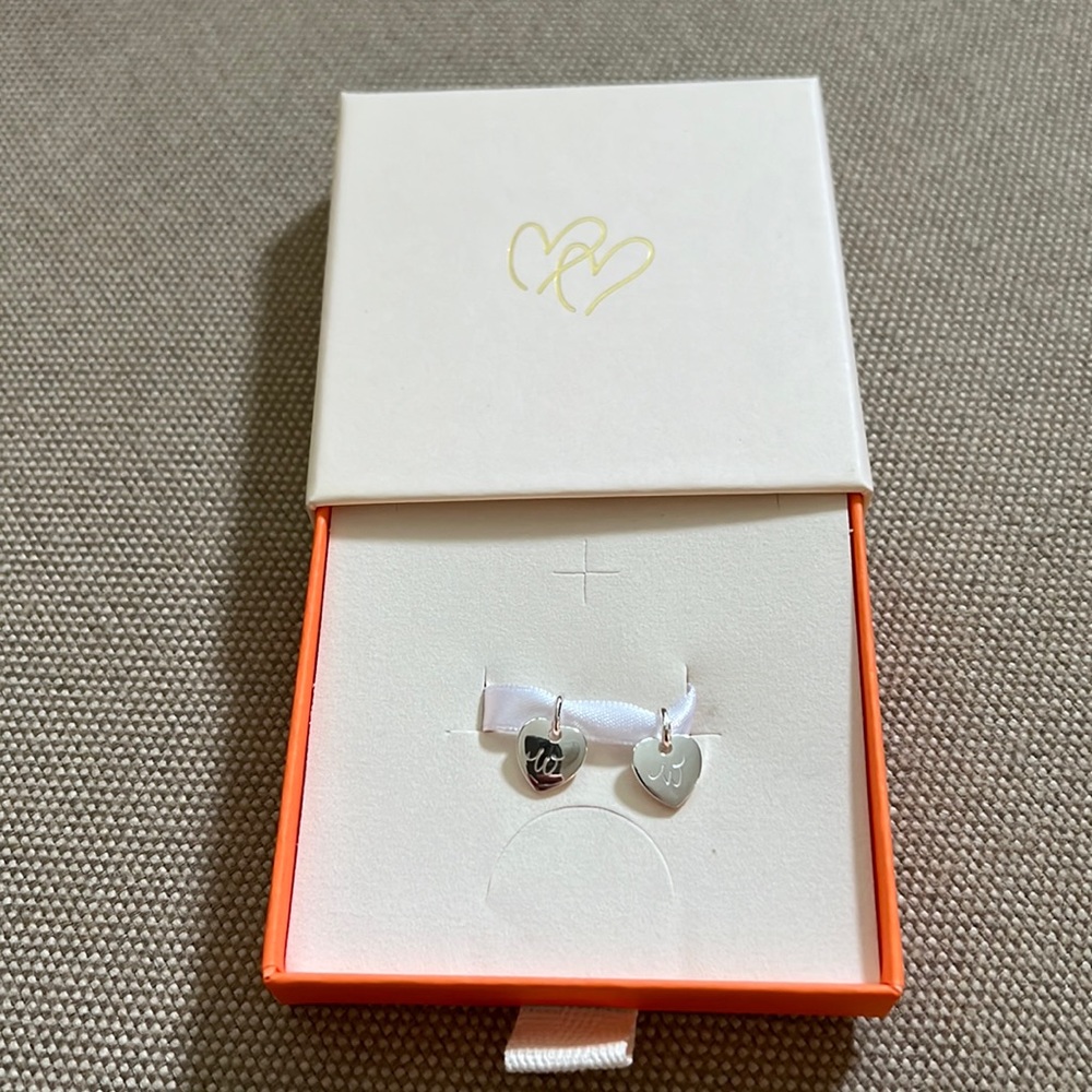 Merci Maman Silver Heart-shaped Charms